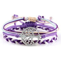 3 pièces/ensemble de Bracelets à breloques pour femmes fil de cire enroulé en alliage tissé arbre