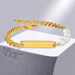 Vnox-Bracelets de bar Forever Love pour femme bracelet JOBracelet cubain en acier inoxydable