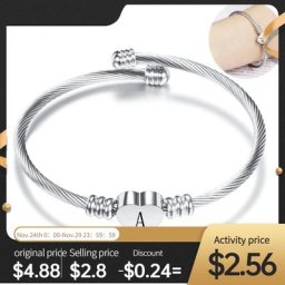 Bracelet à breloques en forme de cœur avec lettres initiales gravées bijoux de haute qualité pour