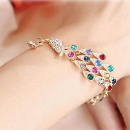 Bracelets paon en biscuits pour femme rose doré cristal coloré bracelets coréens cadeaux de