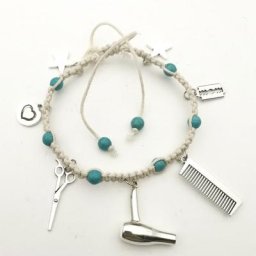 Bracelet Bohème pour Femme Mini Sèche-Cheveux Ciseaux Peigne Lame Amour Coeur Bijoux de oral