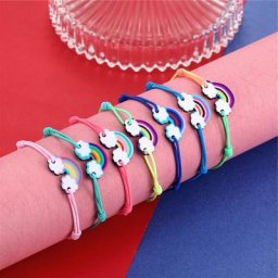 YIZIZAI-Bracelet de nuages arc-en-ciel pour fille et enfant ULélastique faite à la main réglable