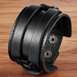 TYO – Bracelet en cuir PU pour hommes Double fermoir couleur noir et marron taille 18-20cm