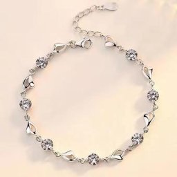 Bracelets en Zircon couleur argent estampillé bijoux mignons en forme de cœur d'amour pour femmes