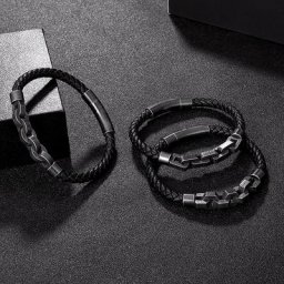 Bracelet Vintage pour hommes chaîne de corde bijoux Viking en acier inoxydable Bracelets en cuir