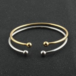 Bracelets à Manchette Ouverte en Or et Argent pour Femme Bijoux Classiques Lisses à la Mode