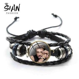 SIAN-Bracelet Johnny Hallyday avec Photo d'Art Imprimée Série Rock Star Musicien Célèbre Bracelets