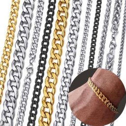 Bracelet à chaîne en acier inoxydable 316L pour hommes et femmes 3-11mm chaînes à maillons Punk