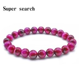 Bracelets en œil de tigre pour hommes et femmes magnifique rose rouge perles en pierre