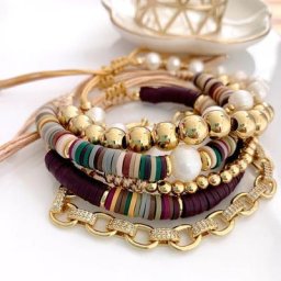 Kkpearl – Bracelet Heishi en perles naturelles pour femmes bijoux en argile polymère plaqué or de