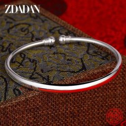 ZDADAN-Bracelet manchette ouvert rond en argent regardé 925 pour femme bijoux jonc cadeau de