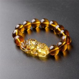 Bracelet Feng Shui Jaune Pi Yao Pi Xiu Perle pour Richesse et Chance 10mm Prix de Gros Mode