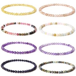 Bracelets en perles de Zircon à facettes pour femmes et hommes 4MM Tourmaline en cristal opale