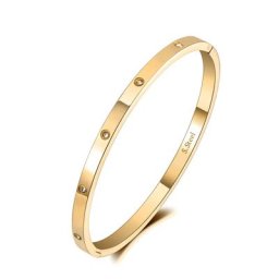 Bracelet manchette de luxe en cristal CZ pour femmes et filles bijoux en acier inoxydable titane
