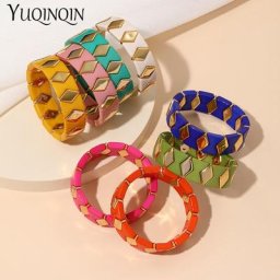 Bracelets en résine colorés pour femmes Bracelets bohème à chaîne réglable et Bracelets à