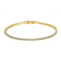 Bracelet Tennis Moissanite en Or Massif 18K 14K pour Femme D VVl's Rond Argent Sterling 925