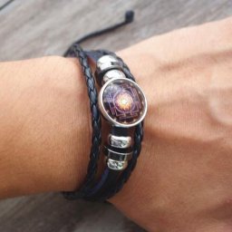 Bracelet bouddhiste Yantra fait à la main pour hommes et femmes perle tressée multicouche