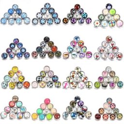 Lèvent pression ronds en verre mélangés au hasard mini bijoux bracelet bracelet collier boucles
