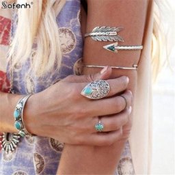 Bracelet de bras supérieur ethnique bohème ajustable vintage flèche ouvert 1/10 pièces/ensemble