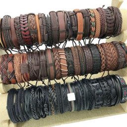 Bracelets en cuir vintage punk pour hommes et femmes manchette large bracelets faits à la main