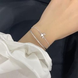 VENTFILLE-Bracelet Étoile Double Couche Timbre Argent 925 pour Femme Bijoux Cadeaux Bol Vente en