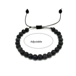 Bracelet en pierre de lave pour hommes et femmes 6MM perle de bouddha volcanique noire naturelle