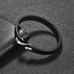 Bracelet rétro en cuir véritable pour homme et femme bijou classique à crochets couleur noir