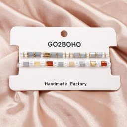 Go2Boho Miyuki Bracelet Set Fashion Jewelry Grey Beaded Bracelets for Women Elastic Rope Pulseras