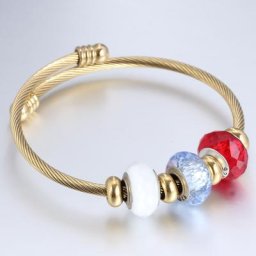 Bracelets à breloques en perles de Murano plaquées or et argent pour femmes bracelet réglable en