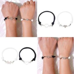 Bracelets pendentifs en forme de papillon et de cœur 2 pièces ajourés corde à main assortie mode