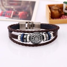 Delysia King-Bracelet Multicouche en Cuir pour Homme Bijoux Punk Rétro en Tricot Cadeaux à la
