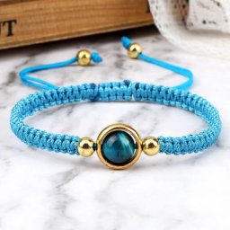 Charmant bracelet tressé en corde pour homme et femme fait à la main classique perles de 8mm