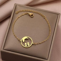 Bracelets en acier inoxydable pour filles pendentif lune breloques tendance bijoux pour femmes