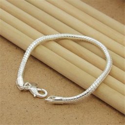 Bracelet en argent Sterling 925 pour hommes et femmes bijoux Glamour 3MM os de serpent à la