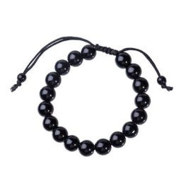 Bracelet en obsidienne noire unisexe amulette de fitness réglable bracelet en perles tressées