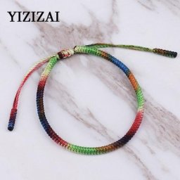 Bracelets de prière bouddhiste tibétain Mala pour femmes et hommes ligne dégradée tressé à la