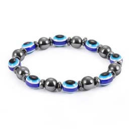 Bracelet en Pierre Hématite Bleue pour Soins de Santé Accessoire de Thérapie pour Mauvais Œil