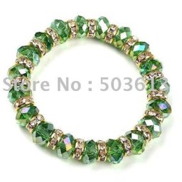 BRACELET en verre de cristal AB vert à la mode bricolage perles amples élastique une pièce