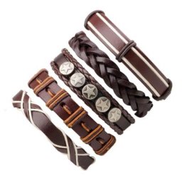 MKENjazz-Bracelets en cuir pour hommes tissage punk noir café multicouche réglable bijoux pour