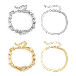 2 bracelets tendance couleur K or/blanc chaîne en cristal à maillons en U Bijoux pour femmes