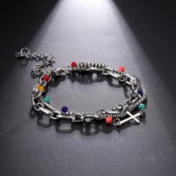 Bracelet de perles colorées pour femme triple couche bijoux en acier inoxydable cadeaux