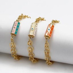 Bracelet de perles de cuivre en émail pour hommes carte de vœux 2022 mode Punk bijoux cadeau