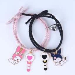 Bracelet de couple mignon de dessin animé pour hommes et femmes aimant de coeur réglable bracelet