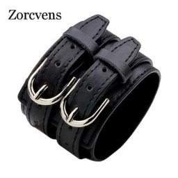 KOtik-Bracelet Double Ceinture en Cuir pour Homme Grand et Large Bijoux Punk Vintage