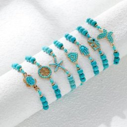 Lost Lady-Bracelet perlé bleu turquoise tissé à la main bijoux de tempérament simple petit style