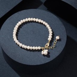 Bracelet en perles naturelles d'eau douce pour femme bijou de charme rempli d'or 14K cadeau