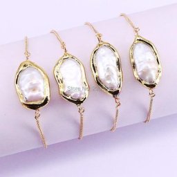 Bracelet de perles d'eau douce pour femmes couleur or nouveau 8 pièces