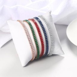 Bracelet mignon en or Rose argenté pour femmes 11 couleurs avec pierre baguette en Zircon