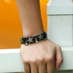 Bracelet étoile en cuir de vachette Retro Punk Connection marron classique décontracté sport