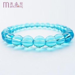 Bracelets de sport décontractés pour femmes perles de verre bleues brin rond bijoux d'été 8mm